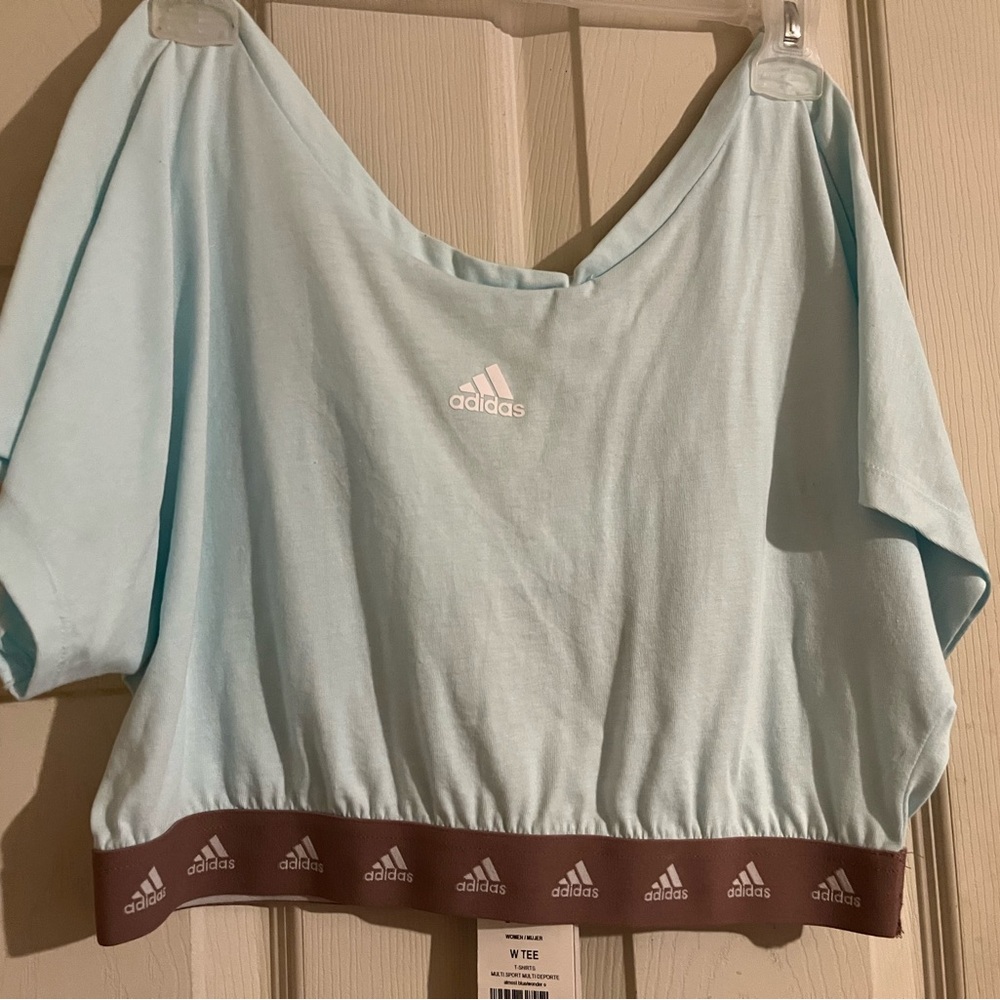 Adidas Light Blue Cropped Top